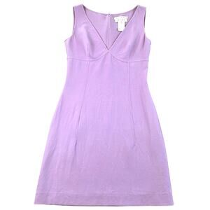 Vintage Celine Purple Wool V-Neck Sheath Dress Made in France FR 36 US XS
